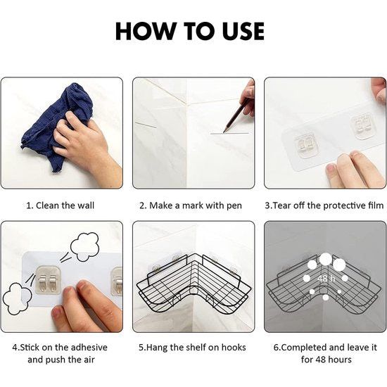 Doucheplank zonder boren, doucheplank, doucheplank, 4-delige badkamerrek, organizer, shampoohouder voor douche, toilet, keuken en slaapzaal