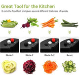 Spiraalsnijder, groente met reservoir, 4-in-1 groentesnijder, spaghetti groenteschaaf, spiraalsnijder voor groentespaghetti, courgettes, wortelen, aardappelen, wortels, wortelen, wortels,