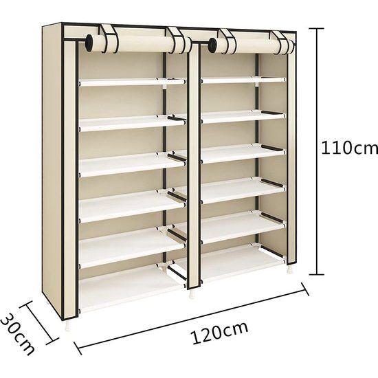 Stofdicht schoenenrek schoenenrek schoenenkast voor ca. 36 paar schoenen, Beige