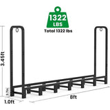 244 cm x 36 cm x 121 cm buitenbrandhoutrek voor open haard, zwaar uitgevoerd brandhout, stapelopslagrekken voor terras, metaal, houthouder, standaard, stalen pijp, houtstapelaar, gereedschap, zwart