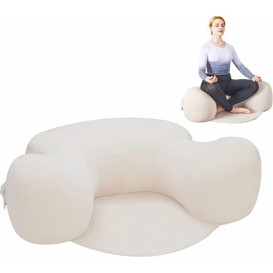 Yogakussen, meditatiekussen, opblaasbaar yogakussen, vloerkussen, meditatie-accessoires, yoga-bolster, verborgen ritssluiting, wasbare overtrek van katoen