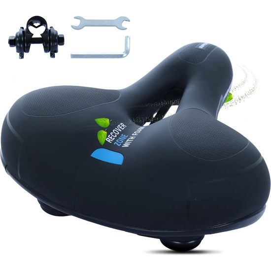 Fietszadel fietsstoeltje, breed, zacht, comfortabel, ergonomisch, waterdicht, schokabsorberend, ademend, voor dames en heren, voor stadsfiets, mountainbike, racefiets, e-bike, met gereedschap voor montage
