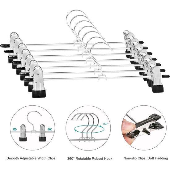 Metalen broekhangers, sterke chromen rokhangers met verstelbare clips, metalen broekhangers, ruimtebesparende kleerhangers voor broeken, sokken, rokken, 30 cm (12 inch), 40 stuks