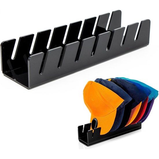 Hoedenhouder Cap houder - acryl hoedenstandaard opslag basecap houder, desktop baseballcaps organizer, voor de presentatie van honkbalpetten, kan worden opgeborgen, 7 hoeden opbergen, zwart