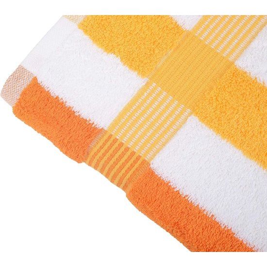 handdoek, set van 2, zachte en absorberende handdoek, 100% katoen, 50 x 100 cm - oranje/wit/geel