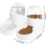 2-pack automatische kattenvoer en waterdispenser, 2 liter zwaartekrachtvoer en bewateringsset, gemakkelijk schoon te maken, wit