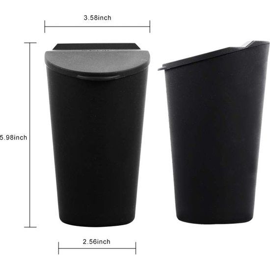 Autoprullenbak met deksel Kleine autobekerhouder Autodeur Past op auto thuiskantoor Zwart