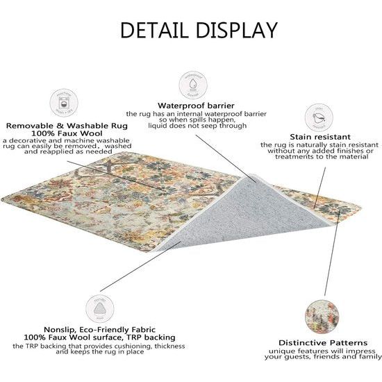 Boho Flower Medallion Binnen Kleine Deurmat 60 x 90 cm, Wasbaar Haltapijt Zachte antislip Badmat voor Badkamer Keuken Slaapkamer Entree