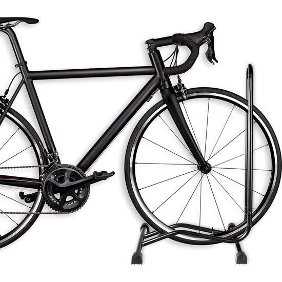 2 stuks fietsstandaard in zwart of zilver, vloerstandaard, vrijstaand, wielstandaard, 38 x 42 x 75 cm, kleur: zwart