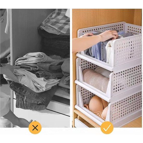 Opvouwbare kledingkast, opbergdozen, organizer, rek, kast voor keuken, slaapkamer, badkamer (wit, 3 stuks)