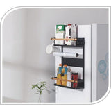 Magnetisch zijrek, belastbaar tot 12 kg, hangrek met afneembare haken en houten stokken, zwart