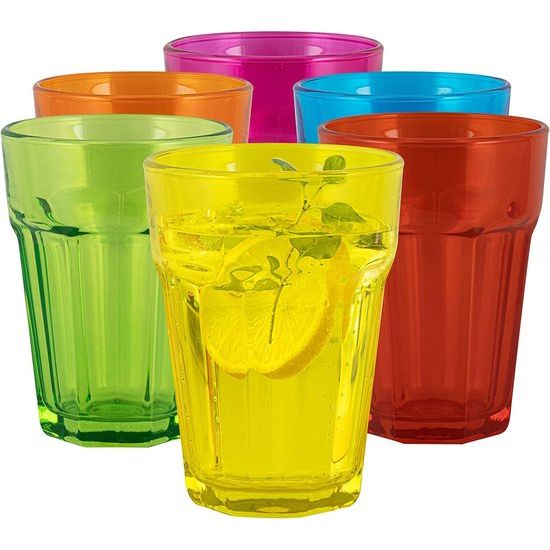 Gigi Vivid Rainbow Set van 6 drinkglazen 370 ml cocktailglazen waterglazen set kleurrijke longdrinkglazen glazen tumbler kleurrijke glazen caipirinha drinkglas waterglas