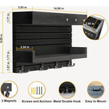 Sleutelrek met plank, wandsleutelhouder met 4 dubbele sleutelhaken, houten rek, sleutelorganisatie, postorganisatie, rustieke wooncultuur voor de entree