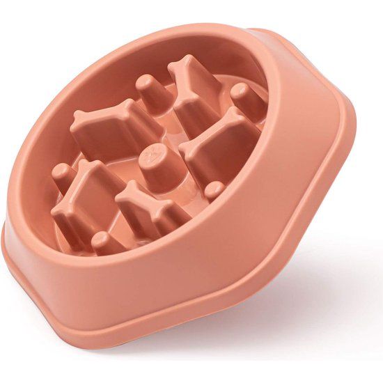 Hondenbak Hond Slow Feeder Bowls Bloat Stop Food Bowl Interactieve puzzel Gezonde eetbak (roze)