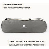 yogatas van biologisch katoen, eerlijk & ecologisch geproduceerd, grote tas voor yogamat met extra veel ruimte, voor yogamatten & yoga-accessoires