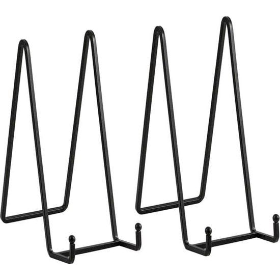 Easel Stand Plate Stand Metal - Pack of 2 Plate Stands - Decorative Plate Holder - Decorative Plate Holder - Iron Easel for Plates | Photo | Books | Picture | Picture | Picture Frame - Black - 20.5 cm