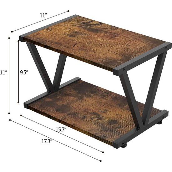 Retro desktop printerstandaard 2-traps onder bureau houten printer rek traditionele industriële boerderij hout opslag boek plank tafel organizer voor thuis kantoor stijlvol robuust