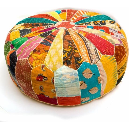 Bohemian Kruk Ottomaanse Hoes -60x20 cm - Luxe Kruk met Handgemaakte Kamerdecoratie voor Meditatie, Yoga en Boho Chic Zithoek Kruk