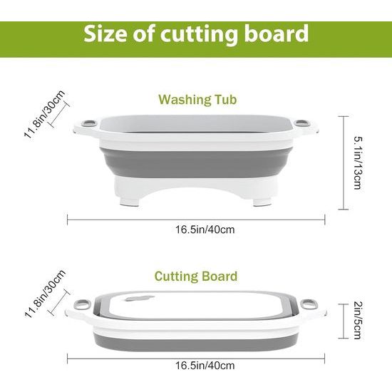 Opvouwbare campingsnijplank, 3-in-1 multifunctioneel, met mes, voor het wassen en bewaren van groenten en fruit worden gebruikt voor keuken, camper, camper accessoires, outdoor