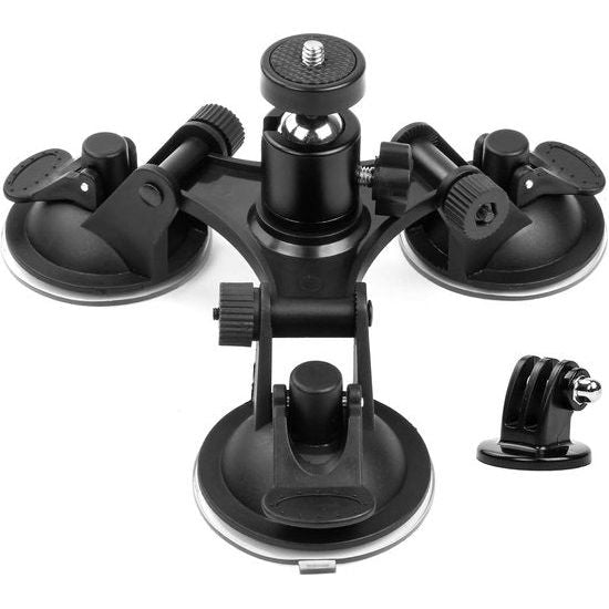 Triple Cup - camera-zuignaphouder - drievoudige zuignaphouder met 1/4 schroefdraad en 360 graden statiefkogelkop (Triple Cup set)