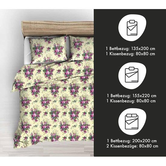 Onyx beddengoed 135 x 200 cm en kussensloop 80 x 80 cm 100% zacht comfortabel microvezel hoogwaardig dekbedovertrek met ritssluiting ademend beddengoed 135 x 200 cm VH-15