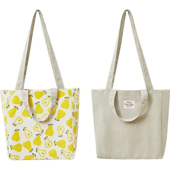 Dubbelzijdige linnen tas van katoen en linnen, stoffen tas, boodschappentas, katoenen schouderriem, dubbele draaggreep, canvas, messenger bag voor dames, kinderen (lampen, 31 x 10 x 31 cm)