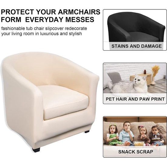 Fauteuilhoezen clubstoel stretch fauteuilbeschermer fauteuilhoes kuipstoelhoes bankhoes elastische antislip clubfauteuilhoezen hoes voor loungestoelen, beige