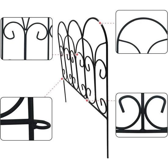 Metalen tuinhek 46 x 46 cm x 5 stuks metalen vijveromheining set met hekelementen tuinhek voor decoratieve buitenafsluiting vijveromheining opklapbaar draadhek klein metaal