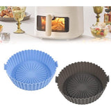 2 stuks Air Fryer siliconen pot heteluchtfriteuse siliconen 6,5 inch herbruikbare universele airfryer-mand anti-aanbaklaag airfryer matten voor oven magnetron cake bakvorm