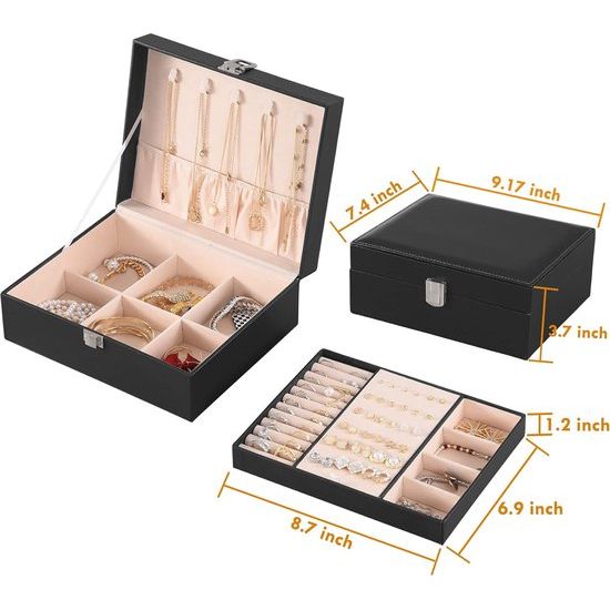 Sieradendoos Sieradenopbergdoos voor dames Sieradendoos Reizen PU-leer Sieradenopbergdoos Sieradenorganisator Sieradendoos Damescompartiment Verwijderbaar Dames/meisjes/vrouw Geschenken