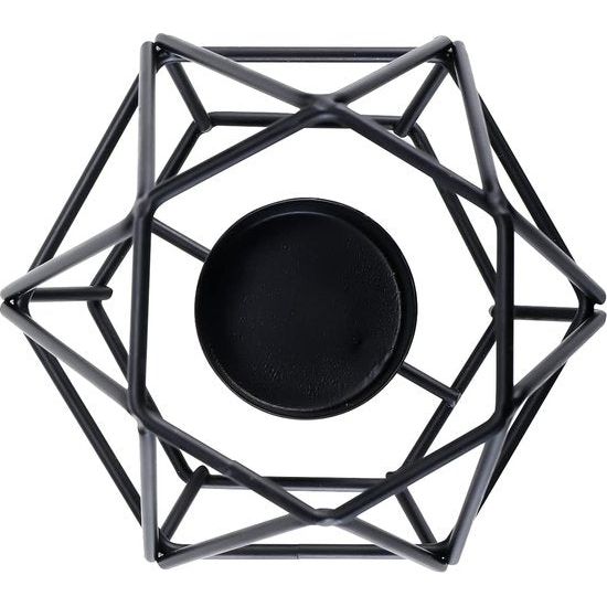 2 stuks metalen theelichtkaarsenhouders geometrische metaaldraad ijzer theelichtkaarsenhouder voor bruiloft vakantie party decoraties (zwart)