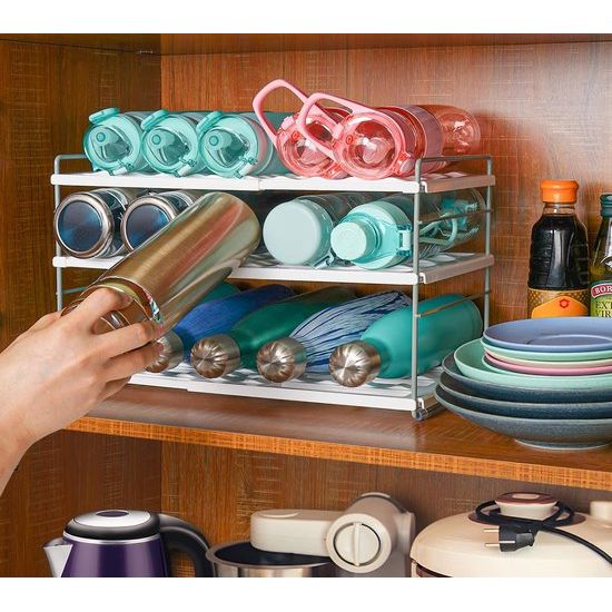 Flessenrek, koelkastorganizer, uitbreidbaar, flessenhouder, koelkast, wijnrek, stapelbaar, verstelbare kastorganizer, keuken, flessen, organizer voor keuken, werkblad, kast, kantoor