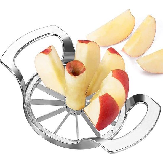 Appelsnijder, 12 messen, appelschiller, appelontpitter, appeluitsteker, meloensnijder, 10 cm, fruitsnijder met roestvrij staal, ideaal voor appels en peren