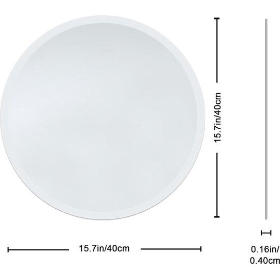 Spiegel rond, 40 x 40 cm, ronde spiegel met schroeven en hanger, ronde badkamerspiegel, om op te hangen, wandspiegel, rond, voor badkamer, slaapkamer, woonkamer, hal, decoratie, wit