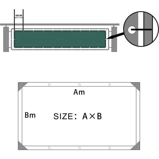 Balkonscherm, inkijkbescherming, balkonspanningen (HDPE), 0,9 x 3 m, uv-bescherming, balkoninkijkbescherming, voor balkon, tuin, buiten, groen