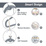 30 stuks kinderkleerhangers kinderkleerhangers fluweel met haken, babykleerhangers met fluwelen bekleding voor kledingkast, kledingkast, kleding, grijs