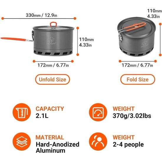 Camping waterketel koffiepot waterkoker 2-3 personen koken licht opvouwbaar duurzaam aluminium waterkoker theepot draagtas