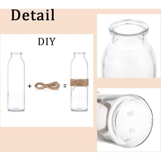 10 stuks heldere glazen bloemenvazen, glazen vazen Bud met touwdesign in verschillende unieke vormen, bloemenvaas middelpunt voor bruiloftsreceptie, bruidsreceptie, babyshower, feest.