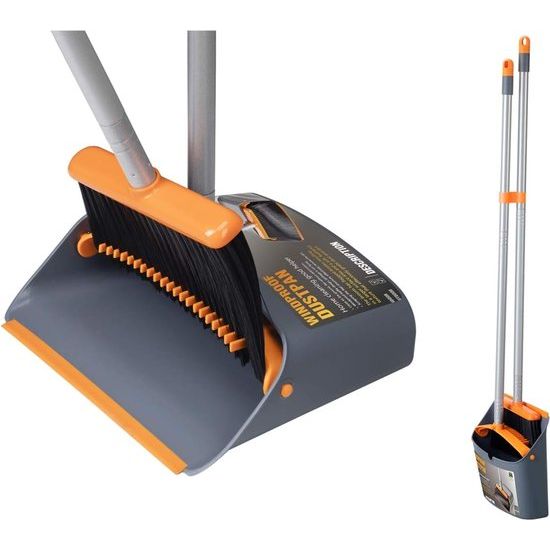 stoffer en blik, veger met veegschep, combo met 137 cm lang uittrekbare handgreep, voor huishoudelijke werkzaamheden