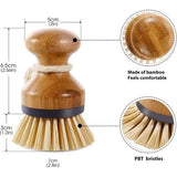 Afwasborstelset, 3-delige bamboeborstel met lange steel, schone schrobborstel voor pannen, potten, gootsteenreiniging