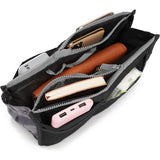 1 zwarte organizer en 1 zwarte vilten tas, multifunctionele toiletartikelen, zakje met dubbele ritssluiting, make-up organizer-etui, geschikt voor op reis