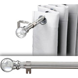 Uittrekbare gordijnroede, roestvrij stalen gordijnroede met 2 houders voor slaapkamer, kinderkamer, kantoor, zilver, 86 tot 132 cm