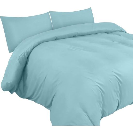 Beddengoed, 200 x 200 cm, microvezel dekbedovertrek 200 x 200 cm + 2 kussenslopen 50 x 75 cm, spa-blauw