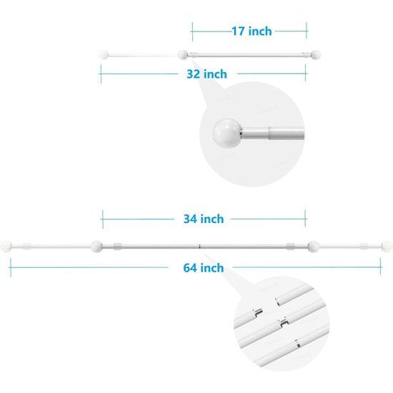 Telescopische staaf voor het ophangen van esthetische wandtapijten, kamerdecoratie, schaalbare muurophanging, bannerhanger, staaf, posterrail, posterframe, textielkunstwerk, posterhanger (43-162 cm/wit)