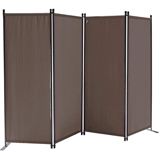 Paravent 4-delig 165 x 220 cm stof scheidingswand balkon inkijkbescherming opklapbare taupe