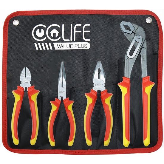 Professionele 4-delige tangset universele combinatietang 170 mm punttang 170 mm zijsnijder 160 mm waterpomptang 250 mm voor huishouden, werkplaats gereedschap tangen handgereedschap