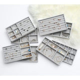 6 stuks fluwelen gevlokte sieraden opberg bowls, sieraden trays organizer, sieraden opslag lade insert voor armbanden, halskettingen, oorbellen, ringen, grijs