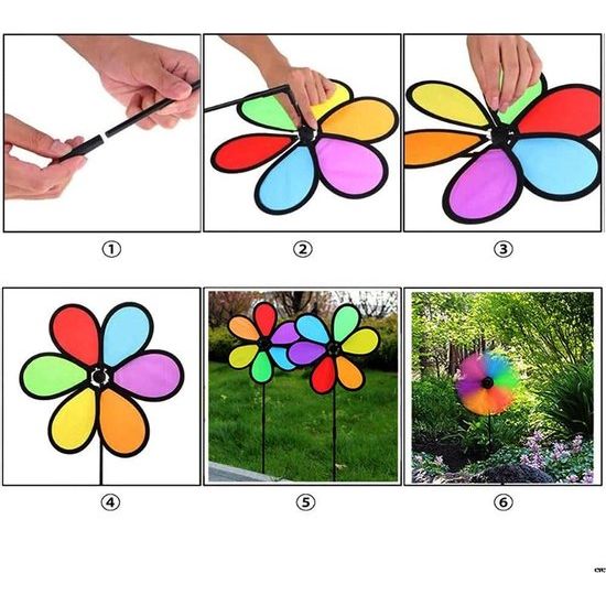 4 Pack Wind Spinner Bloem Pinwheel Speelgoed 24cm Regenboog Windmolen Spinner voor Gazon Pinwheel Yard Tuin Patio Balkon Tuin Stake Decoratie