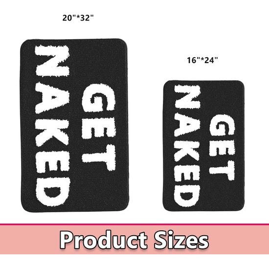 Krijg de Get Naked Badmat, vloermat, antislip, deurmat, voetmat, microvezel, badkamermat, badkuip, douchemat, badtapijt voor badkamerdecoratie (zwart-wit, 40x60 cm)