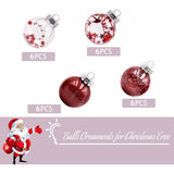 24 stuks kerstballen, rood, kerstballen, boomversiering, heldere kerstballen van kunststof, voor vakantie, bruiloft, kerstdecoratie, boomversiering (60 mm)